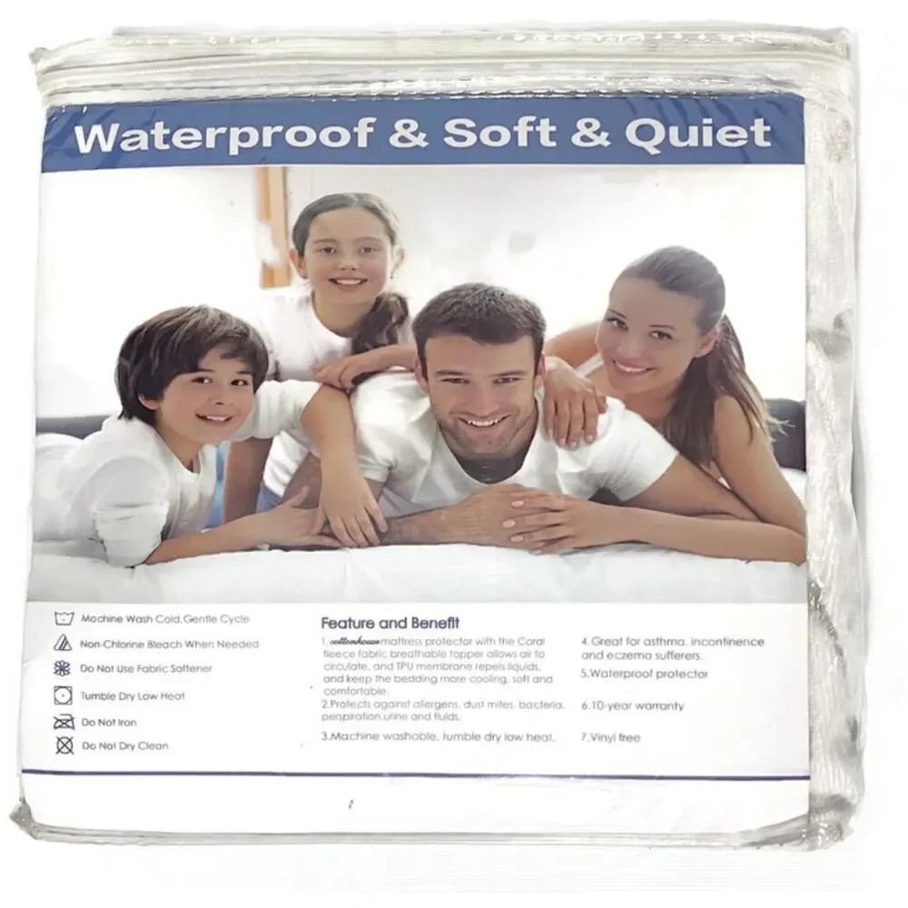Cotton House Waterproof Full Mattress Protector White Cotton - NEW